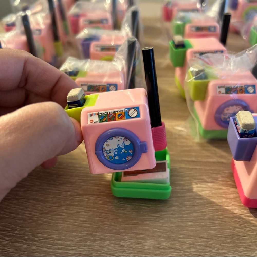 Washing Machine Style Pencil Sharpener with eraser and pencil lot of 20pcs
